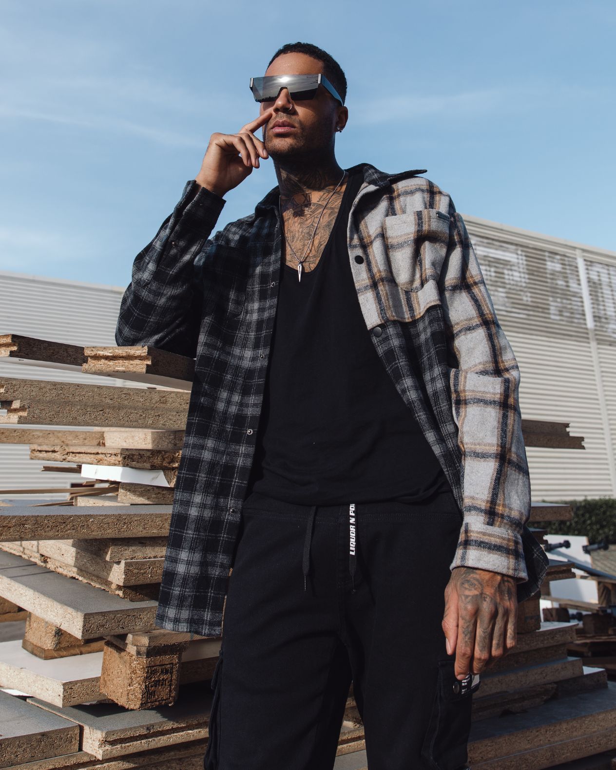 Vices Spliced Over Shirt in Relaxed Fit