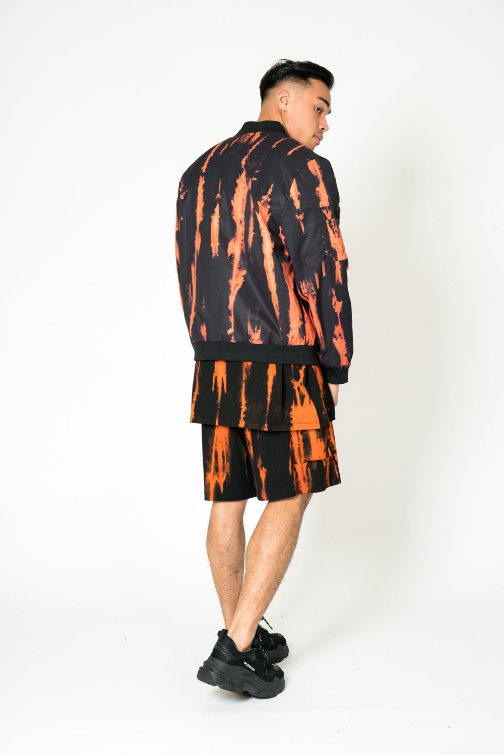 Orange Stripe Tie-Dye Oversized Longline T-shirt