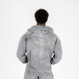 Oversized Washed Grey Appliqué & Stud Detail Hoodie