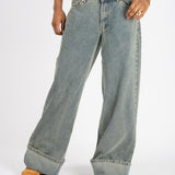 Dirty Wash Mid Rise Baggy Jeans