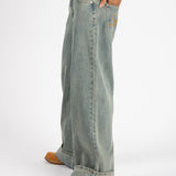 Dirty Wash Mid Rise Baggy Jeans