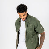 Khaki Panelled Detail Denim Shirt