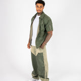 Khaki Panelled Detail Denim Shirt