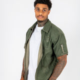 Khaki Panelled Detail Denim Shirt