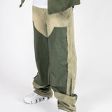 Khaki Panelling Contrast Detail Baggy Jean