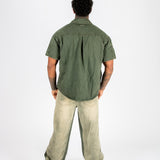 Khaki Panelling Contrast Detail Baggy Jean