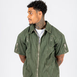 Khaki Panelled Detail Denim Shirt