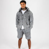 Washed Grey Appliqué & Stud Detail Shorts