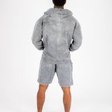 Oversized Washed Grey Appliqué & Stud Detail Hoodie
