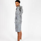 Oversized Washed Grey Appliqué & Stud Detail Hoodie