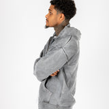 Oversized Washed Grey Appliqué & Stud Detail Hoodie