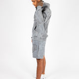 Washed Grey Appliqué & Stud Detail Shorts