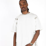 Relaxed Fit Royal Emblem Back Printed Off White T-Shirt