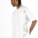 Relaxed Fit Royal Emblem Back Printed Off White T-Shirt