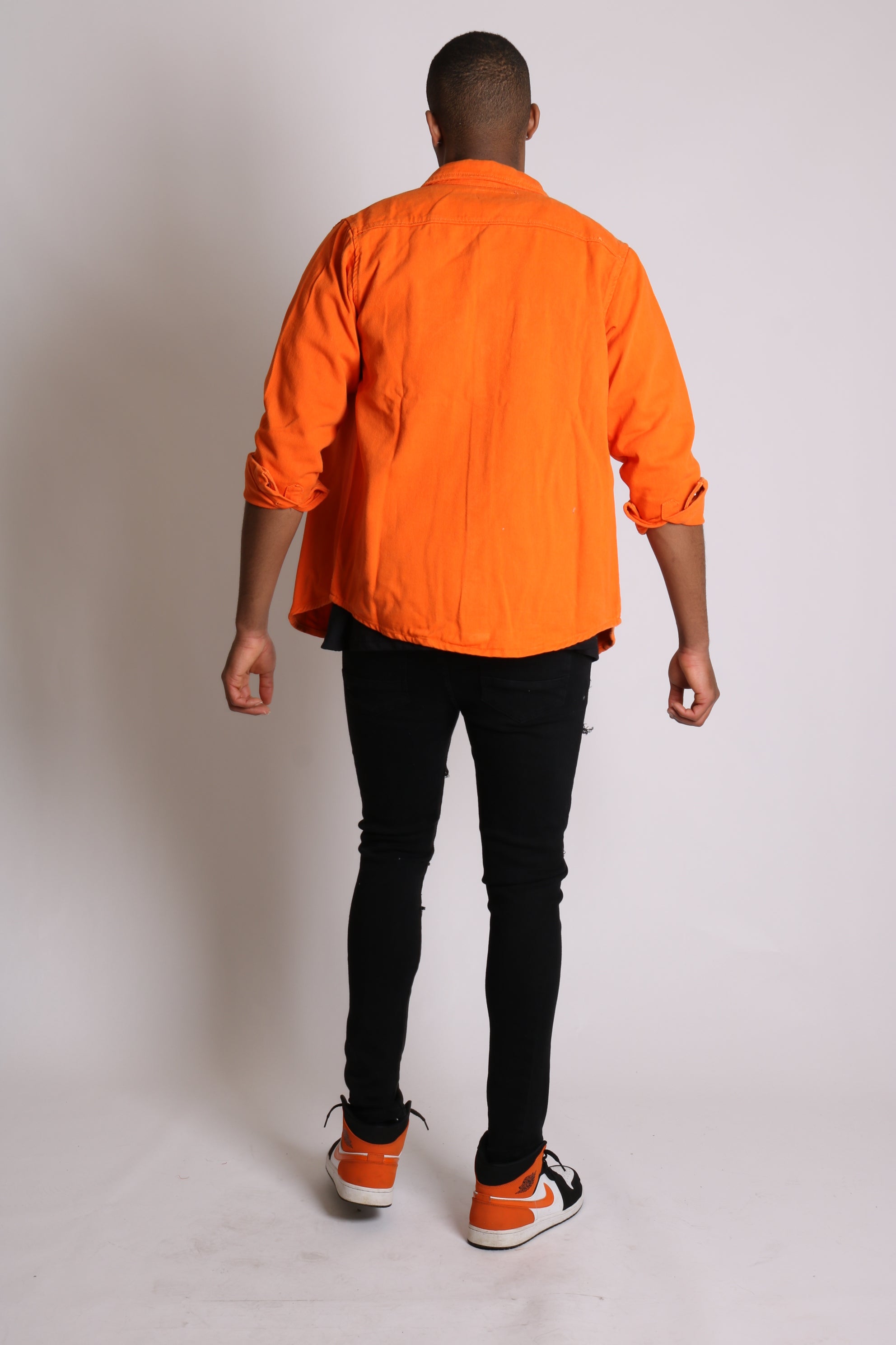 Neon Orange Denim Shirt