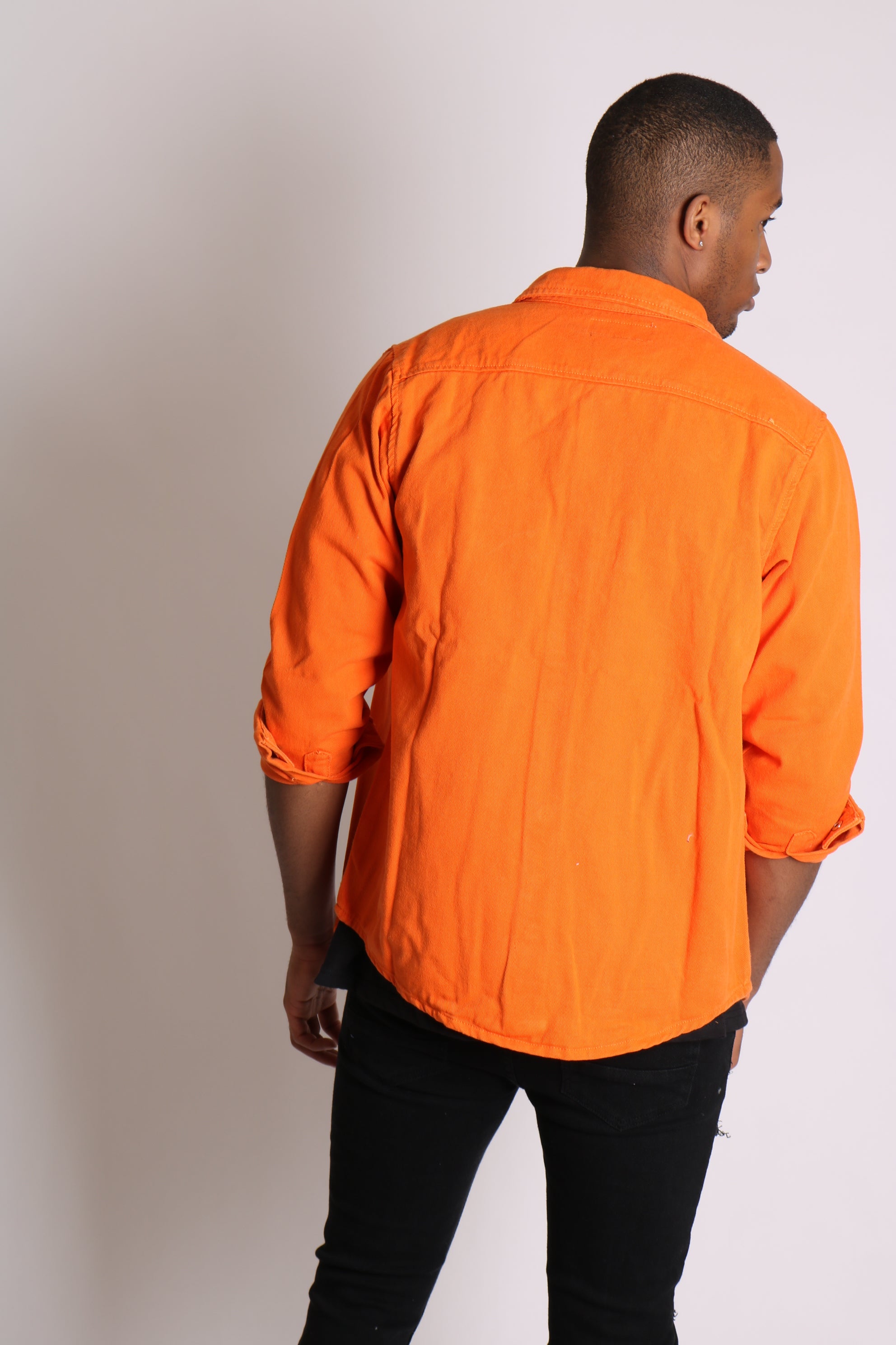 Neon Orange Denim Shirt
