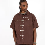 Brown Clasp Detail Utility Shirt