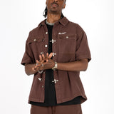 Brown Clasp Detail Utility Shirt