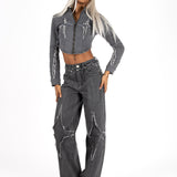 Grey Wash Rapture Rip & Repair Baggy Fit Jeans