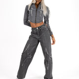 Grey Wash Rapture Rip & Repair Baggy Fit Jeans