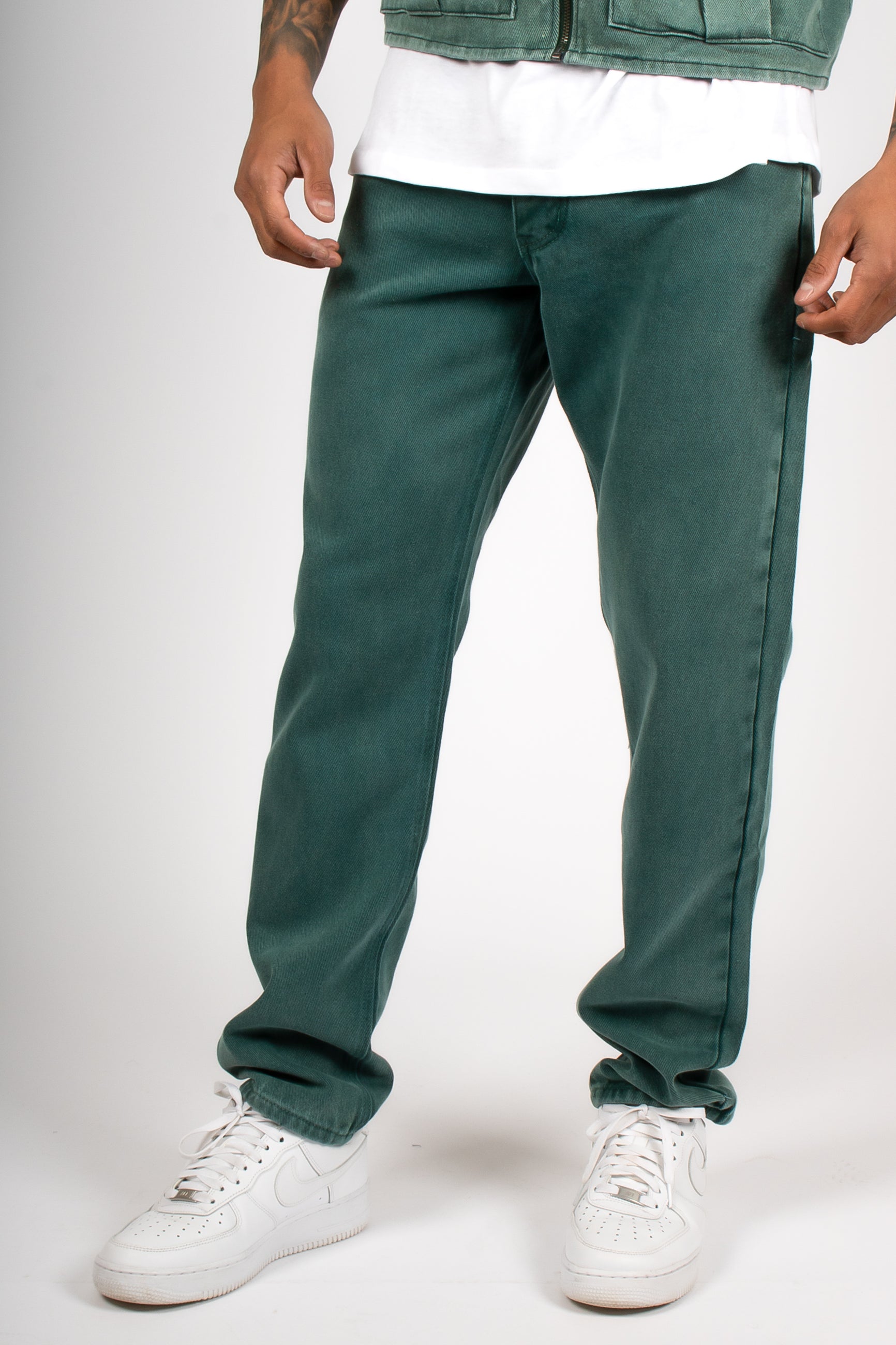 Forest Green Straight Leg Jeans