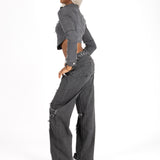 Grey Wash Rapture Rip & Repair Baggy Fit Jeans