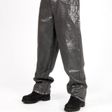 Metallic Coated Baggy Jeans