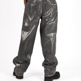 Metallic Coated Baggy Jeans