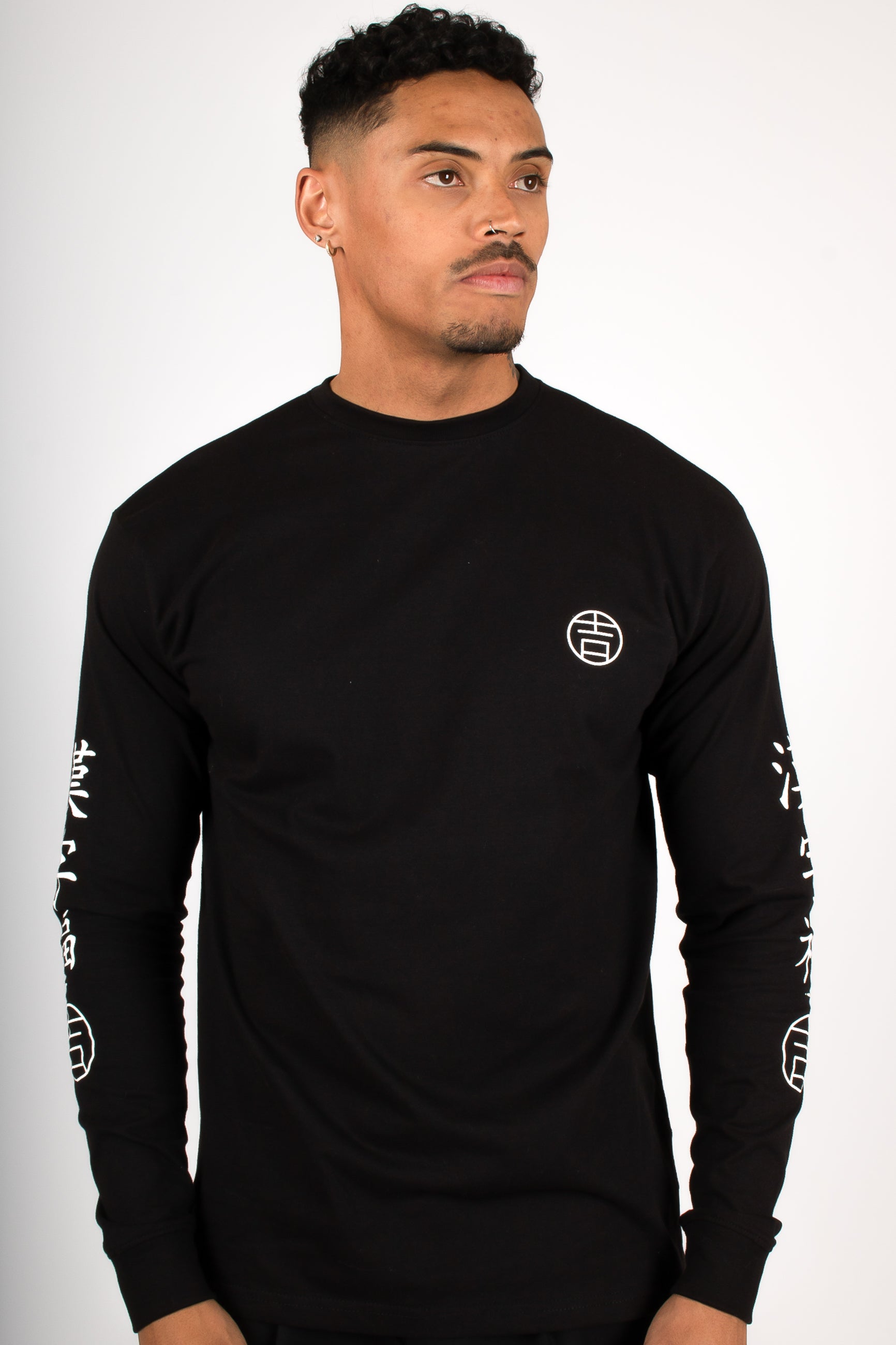 Tiger Print Long Sleeve Black T-Shirt