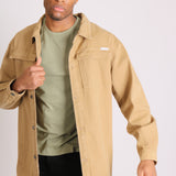 Longline Worker Shacket In Tan