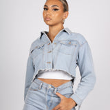 Fae Diamanté Angel Cropped Denim Jacket