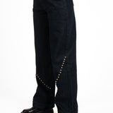 Indigo Denim Baggy Jeans With Stud Detail