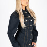 Raw Indigo Cinch Waist Denim Jacket