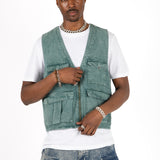 Forest Green Denim Gilet