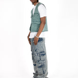 Forest Green Denim Gilet
