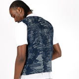 Blue Textured Camo Denim Gilet Vest
