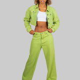 Fae Lime Green Mom Jean