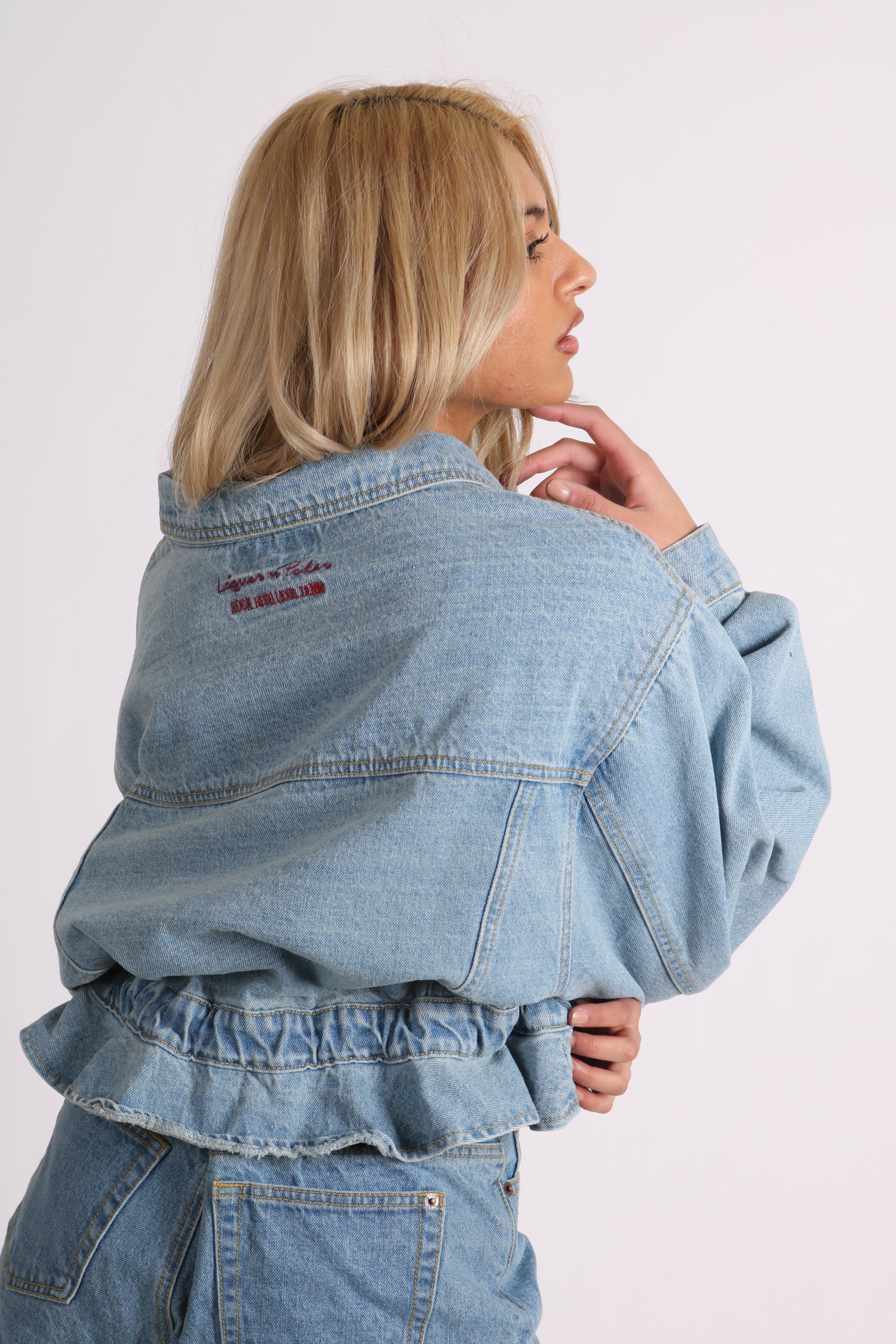 Dakota Oversized But Cropped Denim Jacket With Rope Pull Detail