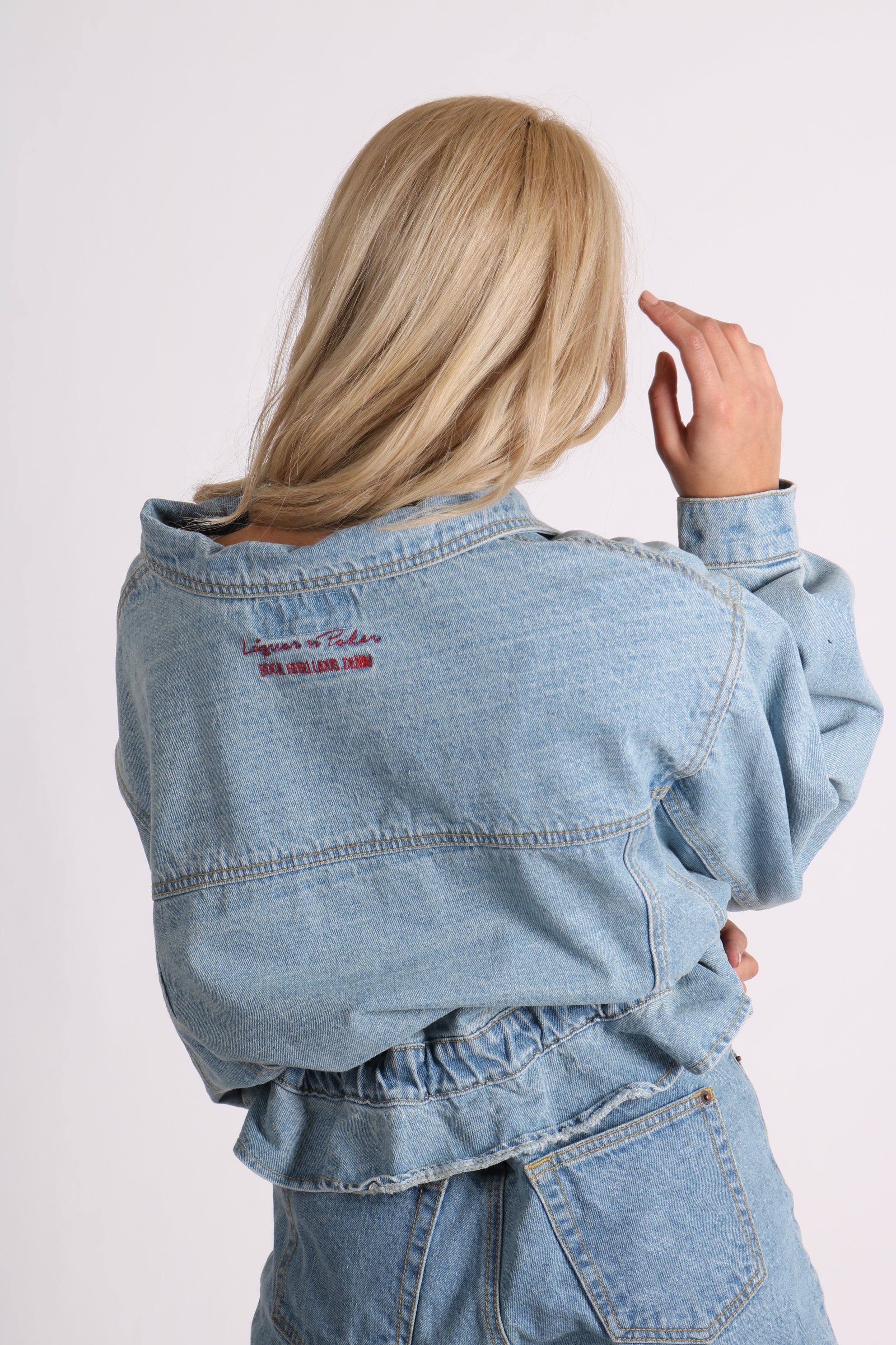 Dakota Oversized But Cropped Denim Jacket With Rope Pull Detail