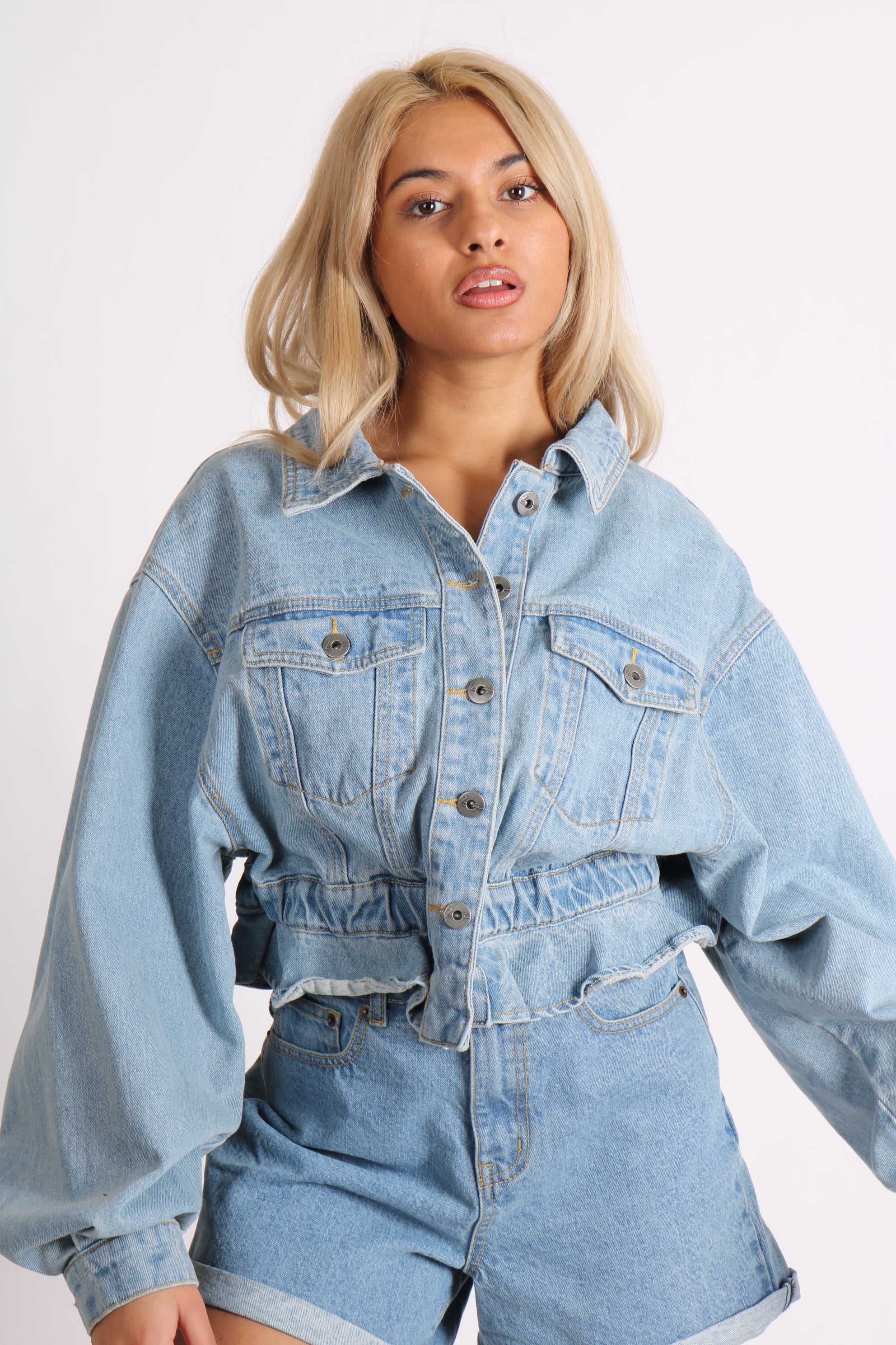 Dakota Oversized But Cropped Denim Jacket With Rope Pull Detail