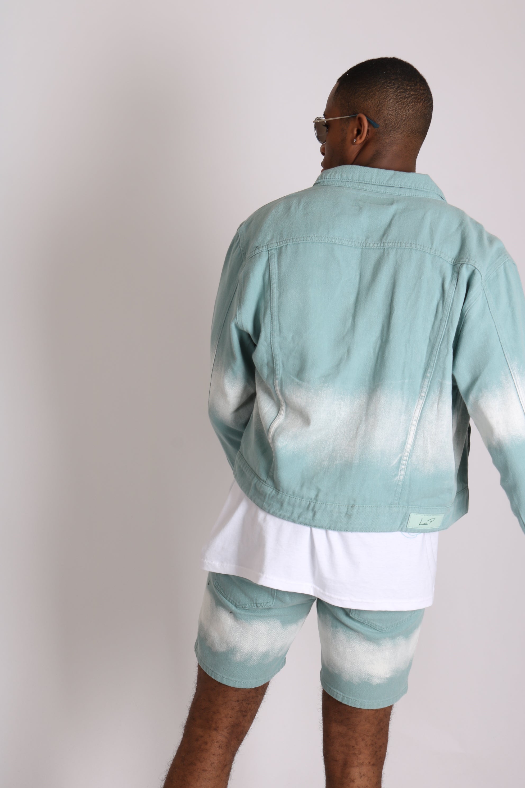 Ice Cream Sage Tie Dye Oversized Denim Jacket