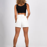 Fae White High-Waisted Denim Shorts