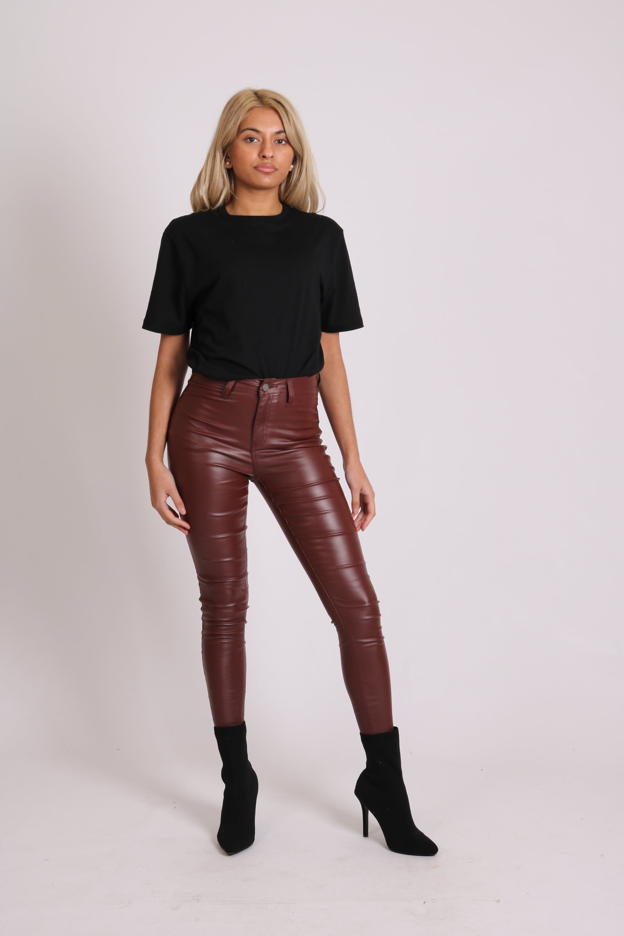 Vice Coated Skinny Jean In Burgandy