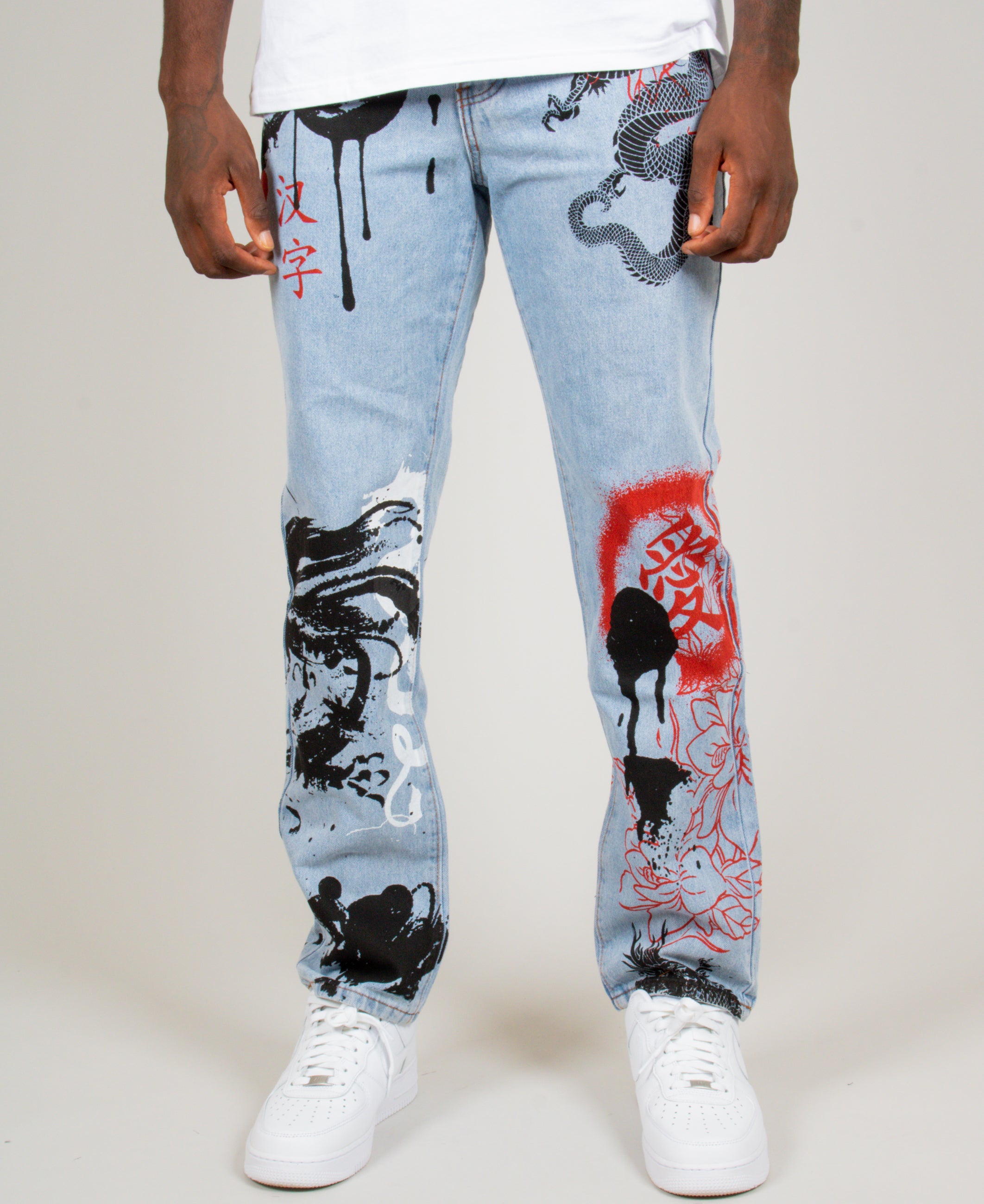 Graffiti Dragon Denim Jeans