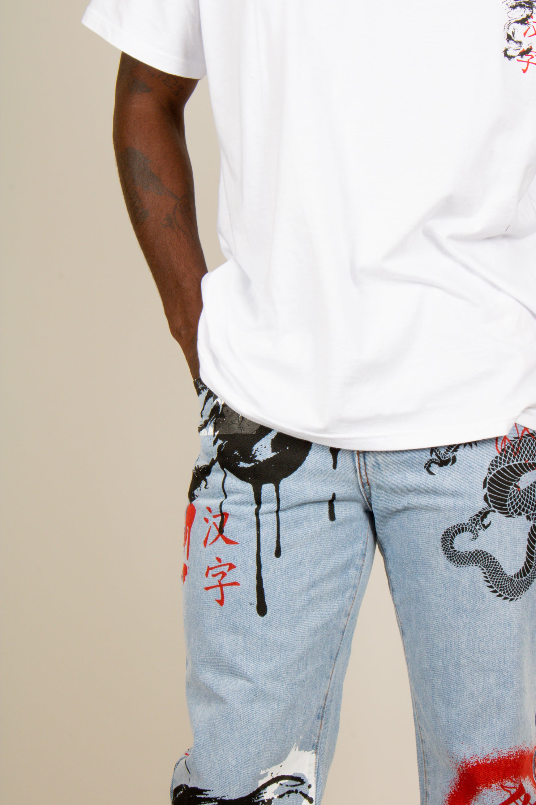 Graffiti Dragon Denim Jeans