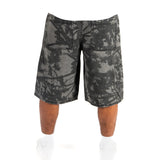 Black Floral Printed Denim Jorts
