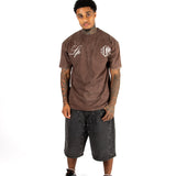 Washed Brown Script Printed T-shirt