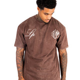 Washed Brown Script Printed T-shirt