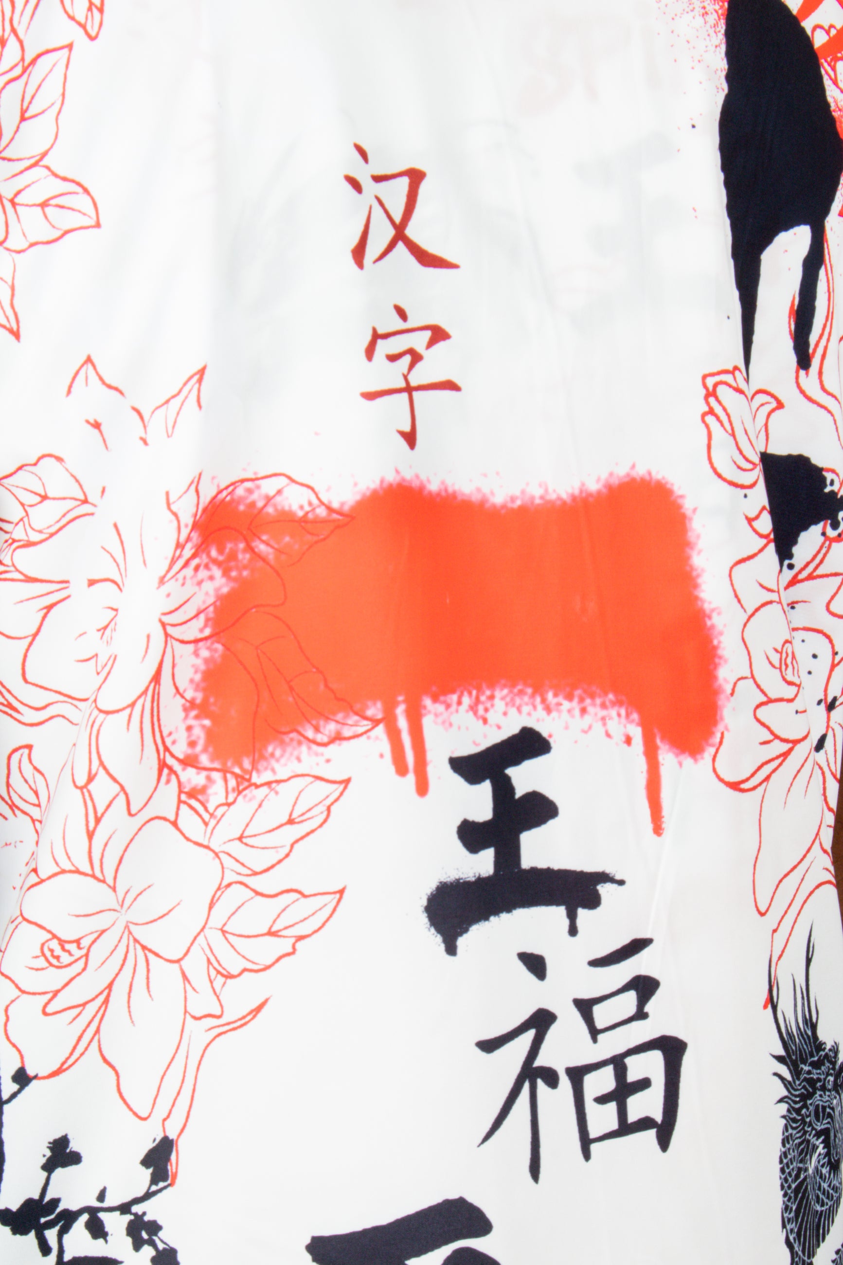 Graffiti Dragon Print Short Sleeve Shirt in White