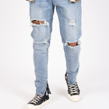 Slim Skinny Jeans With Distressing And Zips